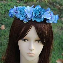 fashionable floral crown artificial flowers Head wreath Flower heads with hairband of wild flowers headdress festival ceremony