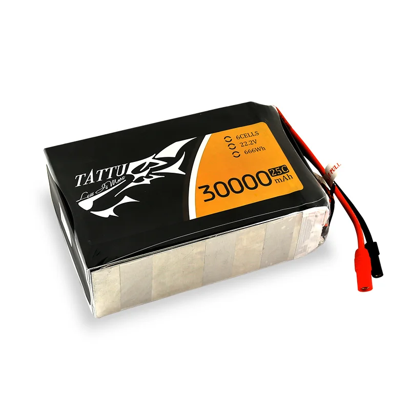 

1pcs TATTU Batteries 6S 30000mAh 22.2V 25C 6S1P LiPo Battery Pack with AS150 + XT150 Plug Connector for UAV Drones