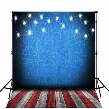 

TR 5x7ft American flag Grunge Blue Brick Wall and Wooden Floor Backdrop Custom Photo Studio Prop Backgrounds