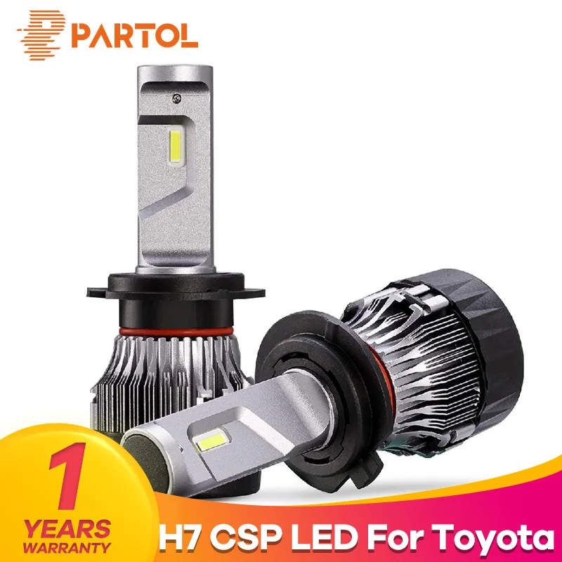 Partol Mini H7 Car LED Headlight Bulbs All in One 60W 5000LM LED H7