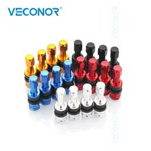VECONOR 4PCS TR43E Red Aluminum Alloy Tire Valve Stems Cap Set BBS Racing Tyre Wheel Valves Kit High Pressure Car Accessories