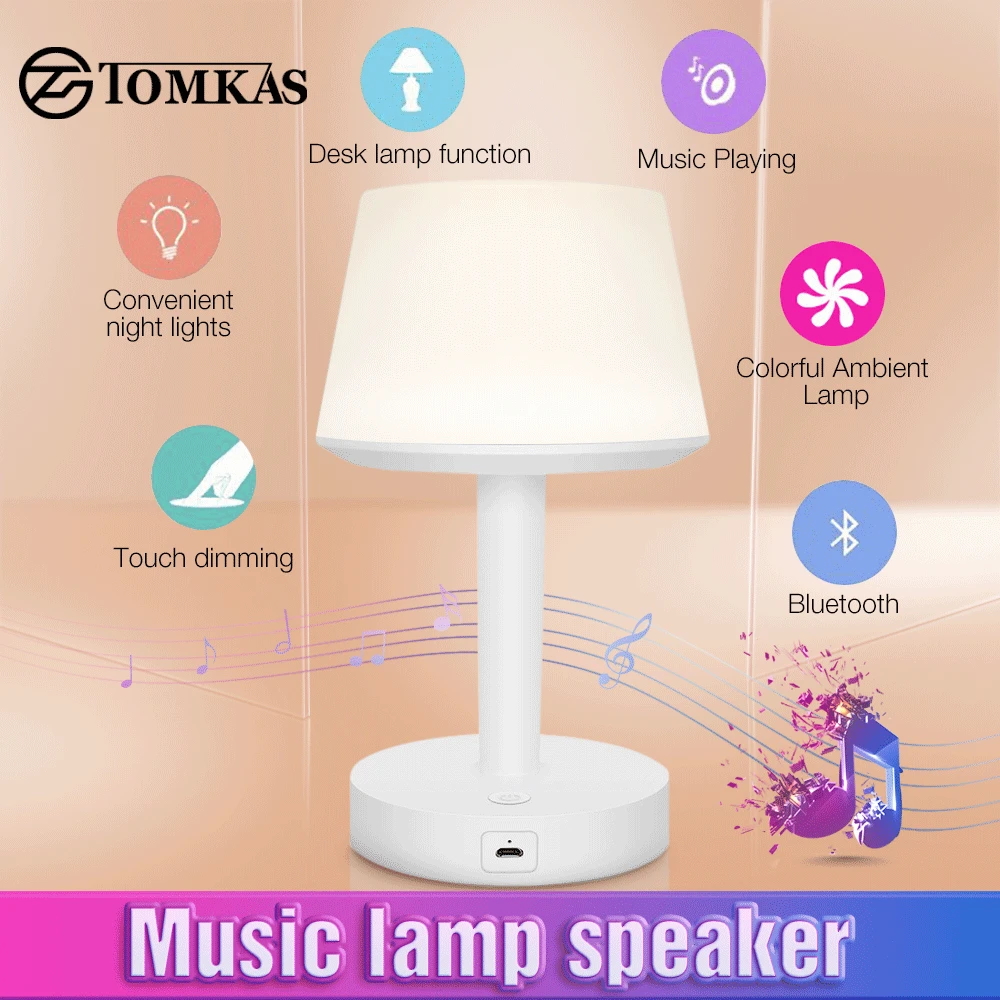 

TOMKAS Bluetooth Speaker Smart Light Colorful LED Night Light Sound Bedside Table Lamp Wireless Speaker Bluetooth Loudspeaker