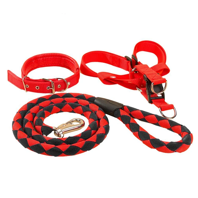 

Pet Dog Harness Nylon Leash Adjustable Harness For Dog Collar Lead Three-piece suit Training Pet Products