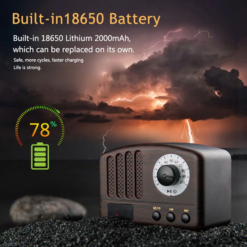 Wireless Bluetooth Retro Speaker Rechargeable Portable Wireless Music Soundbar TF USB Flash Disk AUX FM Radio Bluetooth Speake (5)