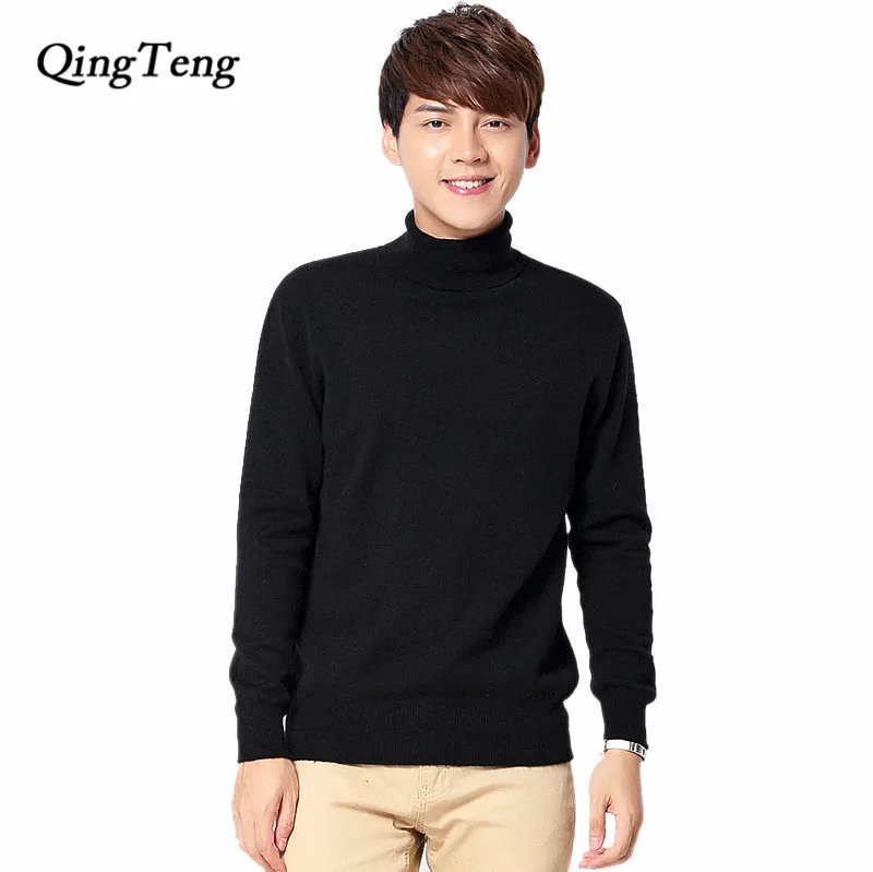 

Sweater Male With High Collar Neck Warm Winter Plus Size Real Wool Cashmere Pullover Xxxl Jumper Men's Jacket Dropshipping