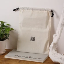 Оптовая индивидуальный логотип мешок хлопка бежевый drawstring сумка упаковка чая бесплатная доставка