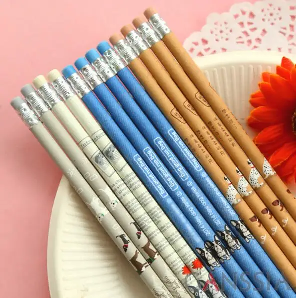 12 шт./лот винтажные 2B деревянные карандаши для детей Kawaii Канцелярские длина: " Карандаш для письма Ofiice школьные принадлежности(ss-a899 - Цвет: G