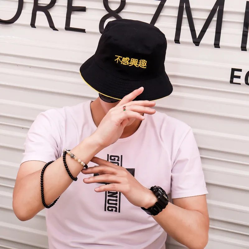 Новая Корейская версия двухсторонней творческой вышивки Рыбацкая шляпа Женская Повседневная мода козырек кепка мужская Панама шапки