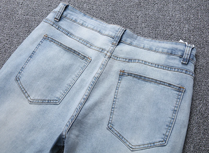Gmancl Мужские джинсы Рваные и потёртые джинсы синие мужские рваные джинсы брюки модные однотонные хип хоп прямые узкие джинсы брюки