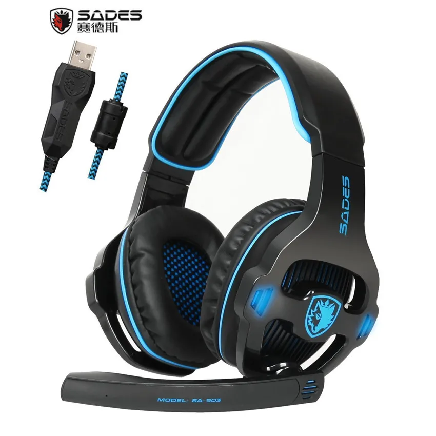 Best PC Gaming Headphones for Computer Sades SA 903 USB 7.1 Surround Sound Gaming Headset Bass