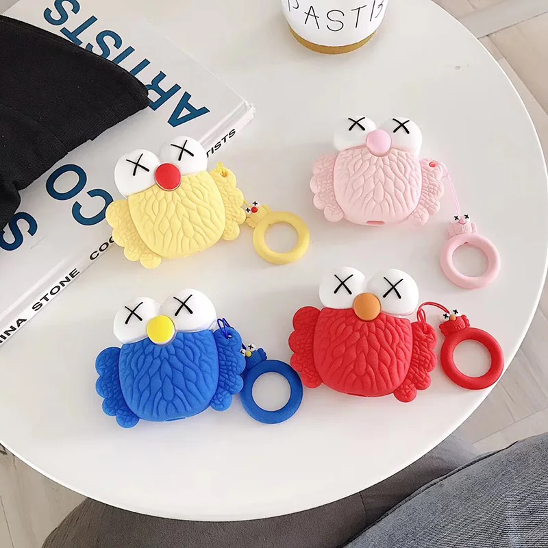 

Sesame Street For Airpods Generation 1 and Generation 2 Headphone bag For Airpods XX Eyes Silicone Bluetooth Headset Storage box