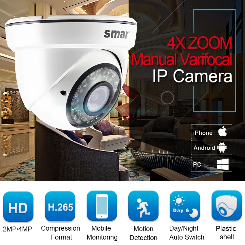 IP камера видеонаблюдения Smar 2 8 12 мм 1080P 4 МП 36 шт.|ip camera 1080p|ip cameradome |