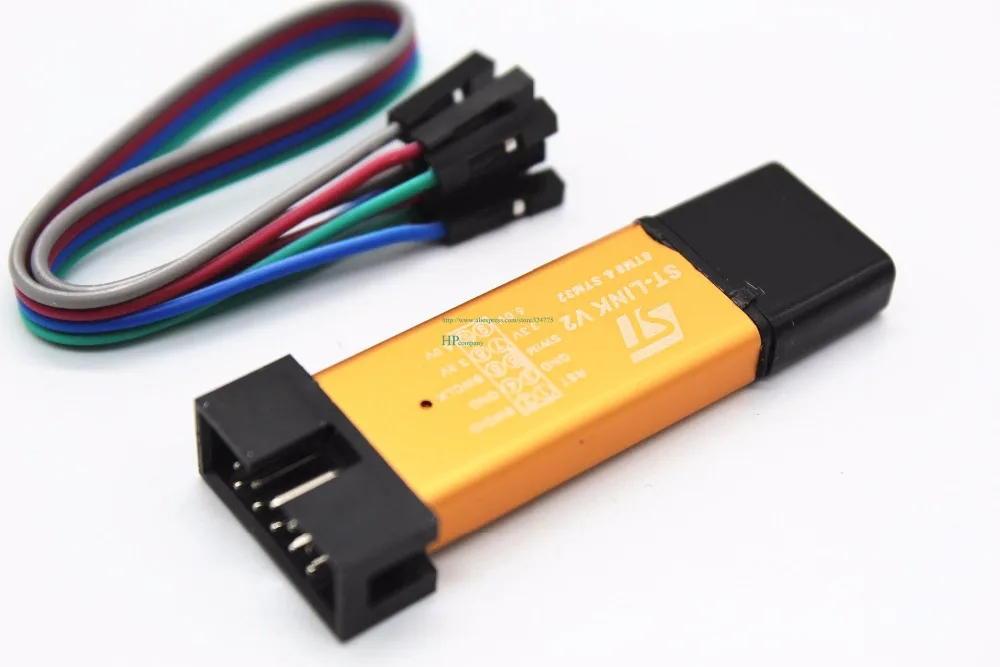 Программист ST-LINK V2 STM8/STM32 LINK-V2 ST загрузчик отладчик Золотой корпус