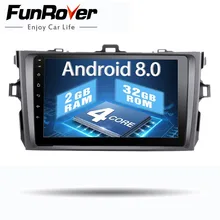 Funrover 2 din Android 8.0 Car Multimedia Radio dvd gps Player For Toyota Corolla 2007 2008 2009 2010 2011 car stereo navigation
