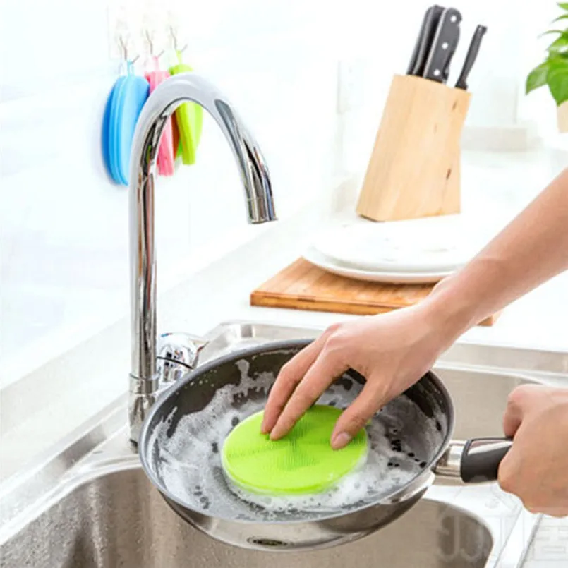 

11.11 Silicone Dish Washing Sponge Scrubber Kitchen Cleaning antibacterial Tool