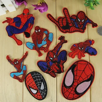 

Free shipping Embroidered Patch Iron On Motif Applique Embroidery Patches for clothing Spider-man fabric stickers patch cartoon