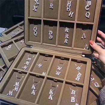 

statement Wedding&Party Jewelry for Women, P1227 Fashion AAA CZ Alphabet 26 letters pendant necklace,cute&sweet