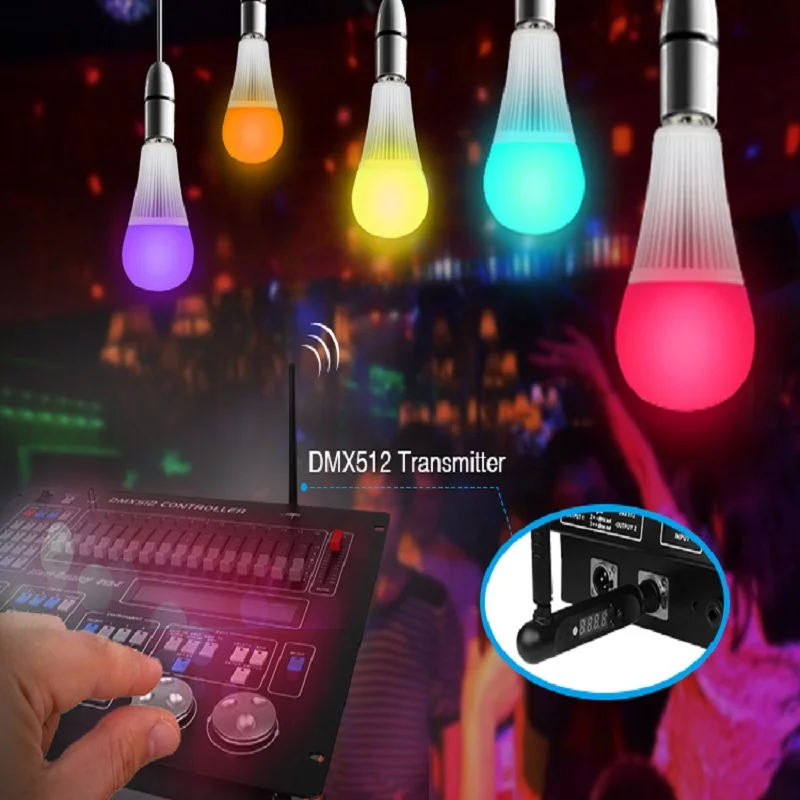 Светодиодная лампа Mi Light 9 Вт DMX512 RGB FUTD04 E27 + CCT светодиодная DMX работает с пультом