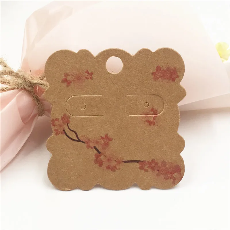 New Fashion 100Pcs/lot 5*5cm Small Paper Cards Jewelry Earrings Card Tags Cute Ear Studs Earring Display Packaging Cards 