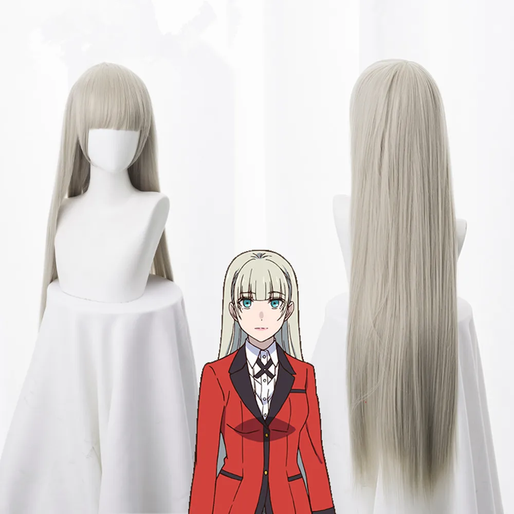 Kakegurui xx Momobami Ririka Cosplay Wig 80cm Long Straight Heat Resistant Synthetic Hair for Women
