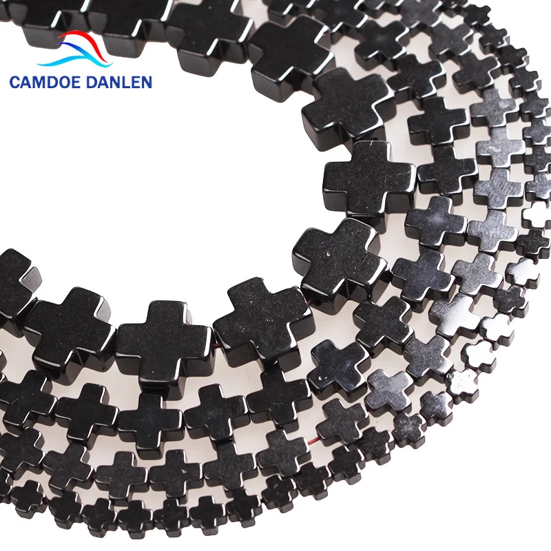 CAMDOE DANLEN Крест из натурального камня форма черный гематит свободные бусины 6x6 10x10