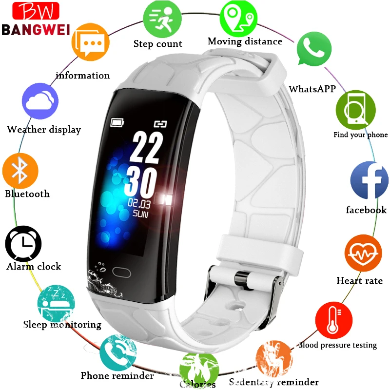 

BANGWEI Smart watches IP67 Waterproof Sport Wristband fitness tracker Heart rate Blood pressure Smart Watch For IOS Android+box