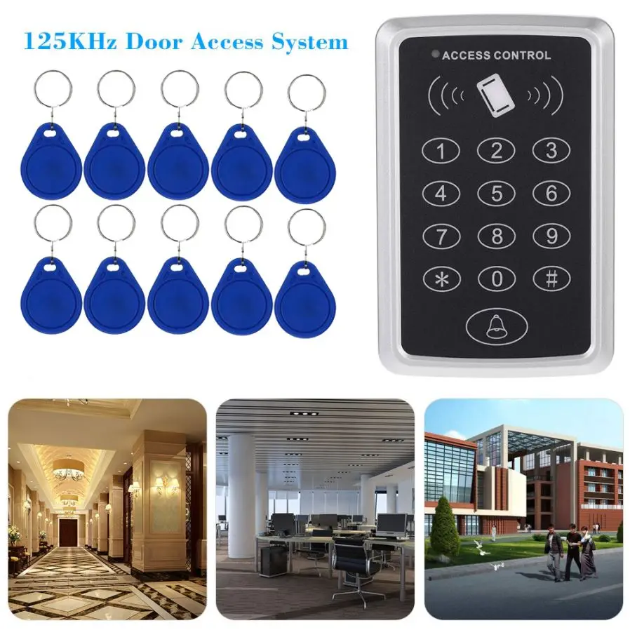 125KHz Proximity RFID Access Control System Keypad with 10Pcs ID Cards-3