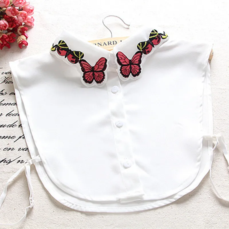 

YSMILE Y Women Embroidery Butterfly Fake Collar Fashion All Match Comfortable Shirt Sweater Remove Detachable Collar For Female