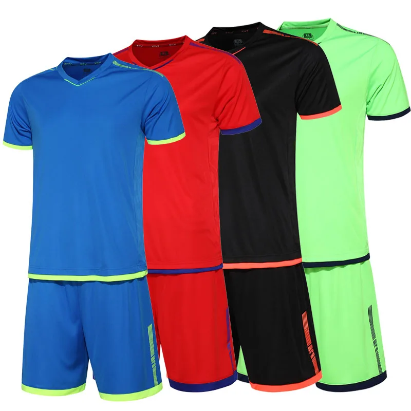 

Men adult Boys futbol Sets custom Training game voetbal Jerseys Kids Football Shirts + Shorts maillot de foot enfant uniforms