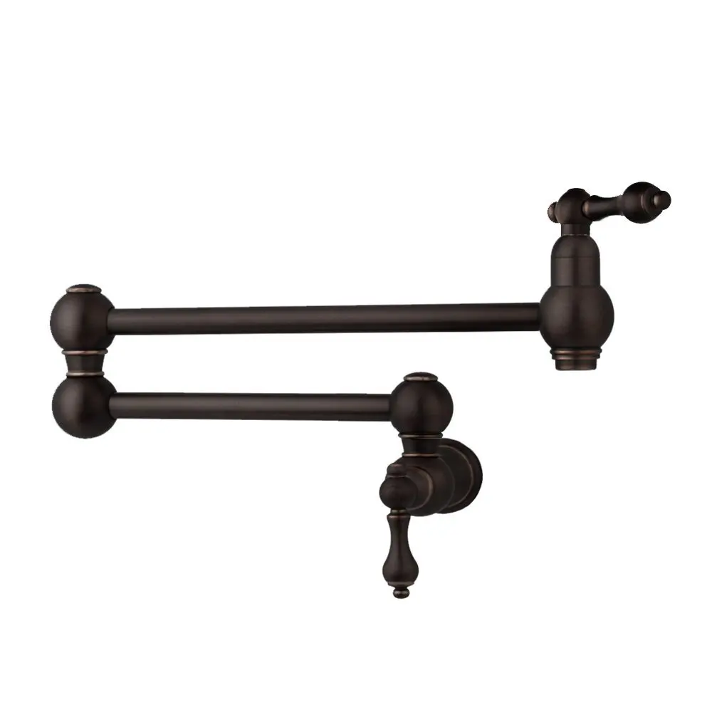 

Oil Rubbed Bronze Black 21" Pot Filler, Wall Mount, Vintage, Retractable,Solid brass kitchen faucet tap Double Joint Spout