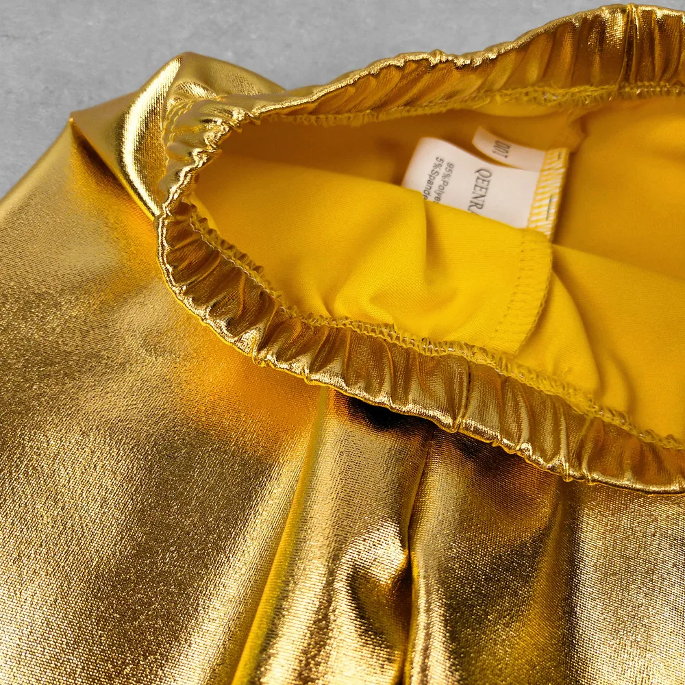 Baby Boys Girls Leggins Metallic Gold Silver Punk Pants Kids Boys Trousers Spring Summer Children's Clothes boys pants linen pants