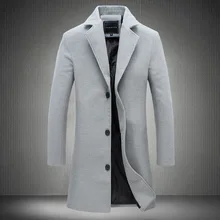 Осень и зима новые мужские высококачественные брендовые тонкие длинные шерстяные пальто мужской пиджак для мужчин однотонные повседневные деловые шерстяные пальто