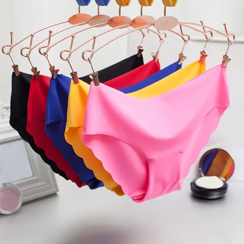 

MINHIN Women Sexy Underwear Fashion Multi Colors Seamless Ultra-thin Underwear G String Ice Silk Panties Cotton Briefs
