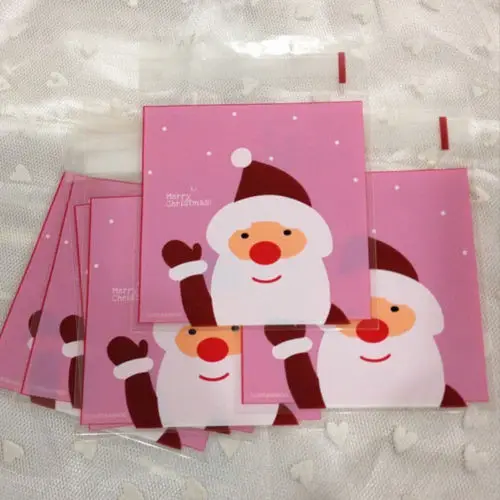 

Cheap 10pcs/set or 20pcs/lot gift bags Christmas Cookie Biscuits Pastic Bag Packaging Wedding Gift Holders Santa Decoration