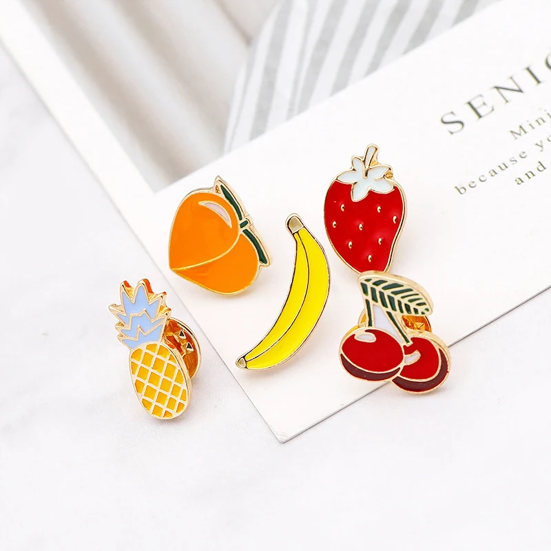 

DoreenBeads Creative Fruit Brooch Lemon Peach Cherry Banana Pineapple Badge Lady Collar Pin Clothes Hat Bag Women's Jewelry 1 PC