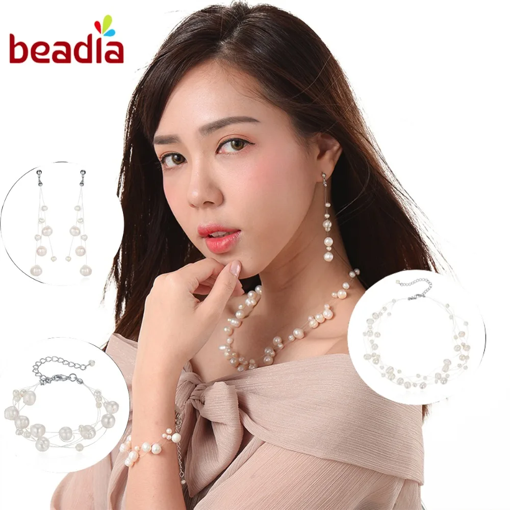 Freshwater Pearl Natural Round Beads Jewelry Sets For Women Engagement