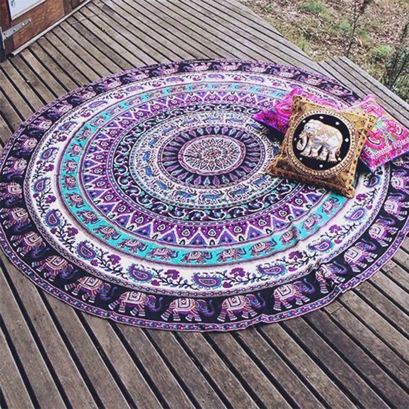 Round Mat Tapestry Beach Mats Picnic Throw Rug Blanket Bohemia Style 150cm E2S | Дом и сад