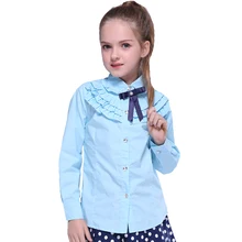 Детские блузки для девочек; рубашки; Осенние Топы; модная школьная форма с длинными рукавами и оборками для девочек; одежда для детей; блузка для подростка