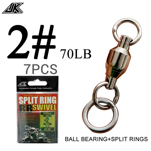 JK 50-200LB Heavy Duty Ball Bearing Barrel Fishing Rolling Swivel Stainless  Steel Connector Solid Ring