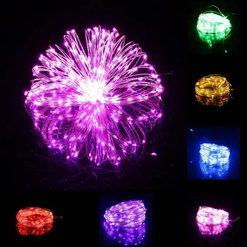 

100LEDs USB Led10M 33FT Silver Copper Wire String Lights 2M 20leds Button Cell Battery String Decoration Fairy Light Accessories