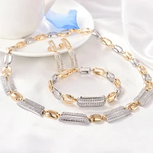 GULICX Luxury Personality jewelry White AAA cubic zircon rectangle glitter drop Earrings women Jewelry Sets Best For Wedding