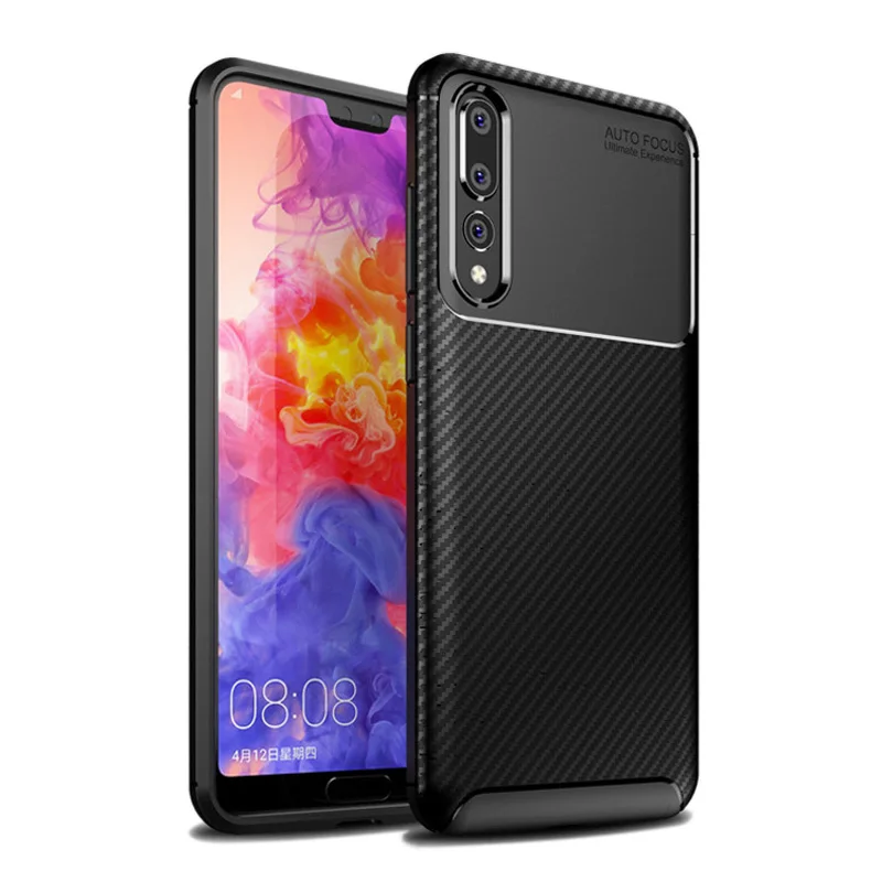 

For Huawei P20 Lite Case Carbon Fiber Silicone Phone Bag For Huawei P20 Pro Case Full Protection Business Cover For Huawei P20