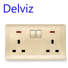 Великобритания стандарт две розетки панель кухня гостиная украшение практичная прямоугольная Золотая настенная розетка 110-250v13A 146 тип розетки