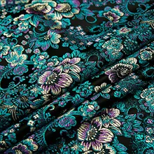 Черный цветок Металлик Жаккардовая парча ткань, 3D жаккардовая ткань, пряжа окрашенная ткань для женщин пальто платье Дамасская парча 75*50 см