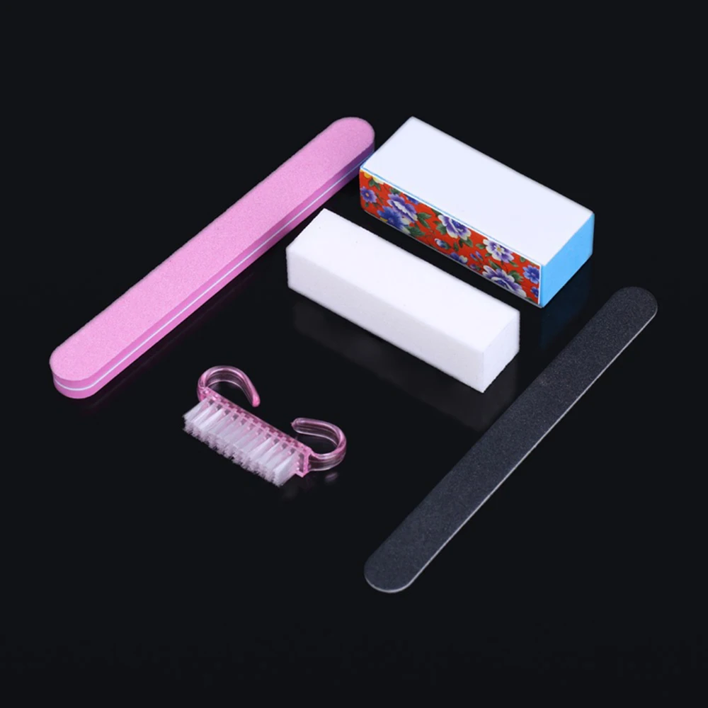 

5pcs/set Professional Rectangular Nail Art Buffing Grit Sand Cleaning Brush Nail Files Accessories Shiner Buffer Nail Tools