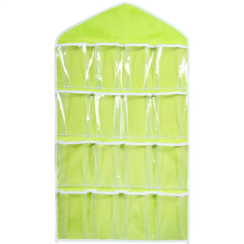CCTM 16Pockets Clear Hanging Bag Socks Bra Underwear Rack Hanger Storage Organizer