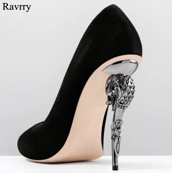 

2018 Hot Selling Metal Hippocampus Decoration Sitletto Heels Pumps Fashion Satin Pointed Toe Wedding Thin High Heels