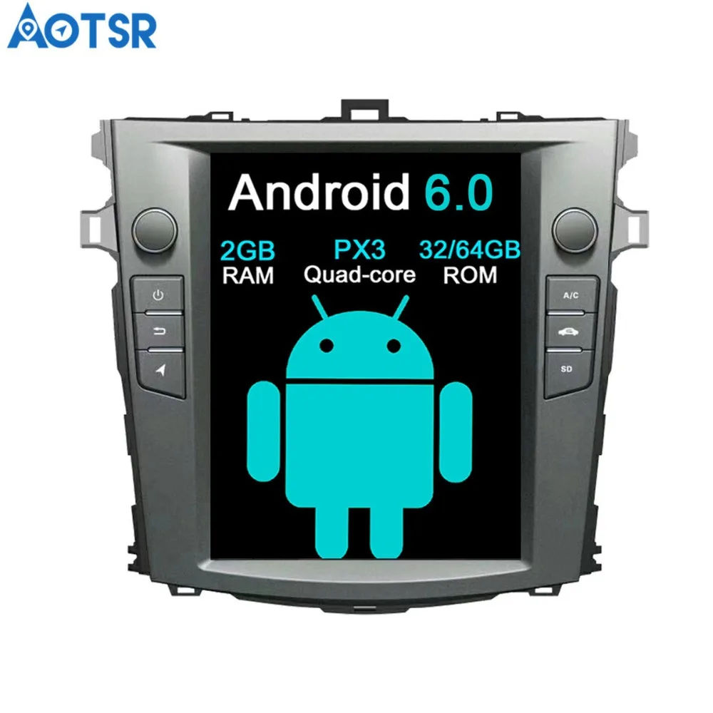 Aotsr Android 6 0 Tesla стиль 10 4 дюймов Автомобильный без dvd плеера GPS навигация для Toyota Corolla