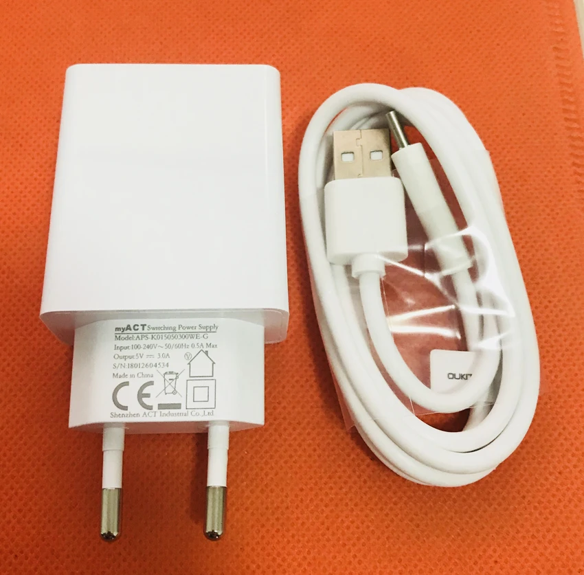 

Original Fast 3.0A Travel Charger EU Plug Adapter+ USB Cable for Oukitel K6 MT6763 Octa Core Free shipping