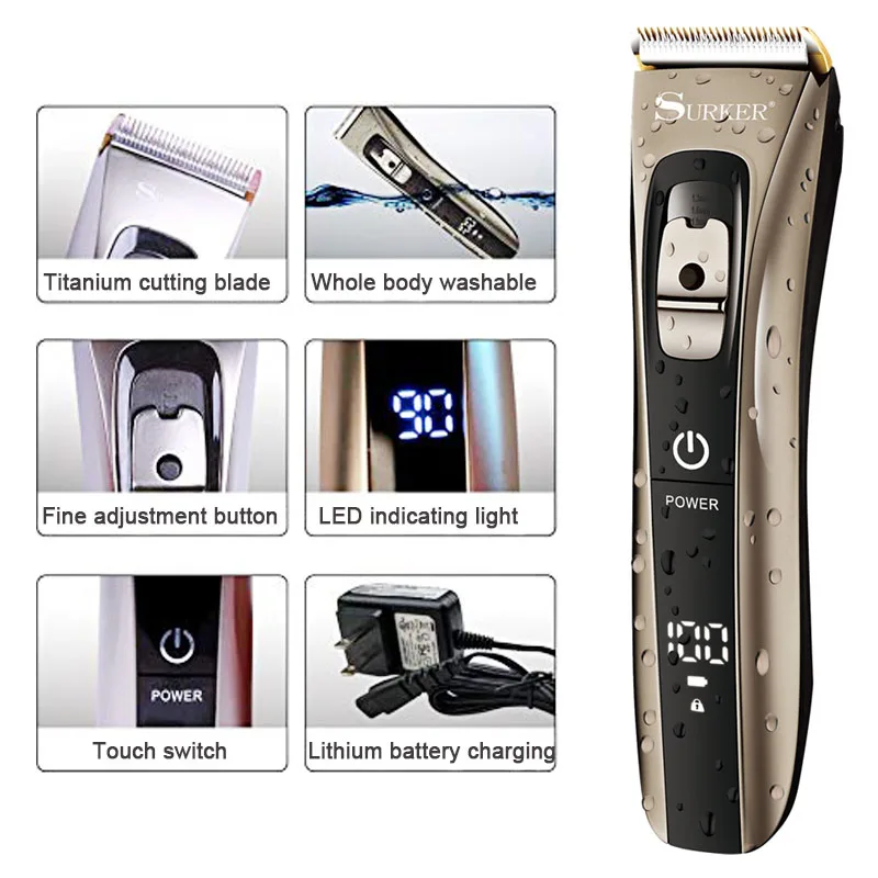  Professional Digital Hair Trimmers Rechargeable Electric Hair Clipper for Men's Cordless shaving Ad